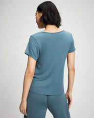 Lightweight Rib Knit Short Sleeve Pajama Tee