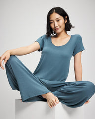 Lightweight Rib Knit Wide Leg Pajama Pants