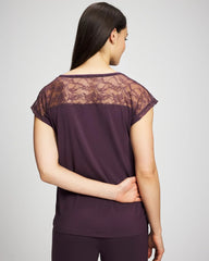 Short Sleeve Lace Pajama Tee