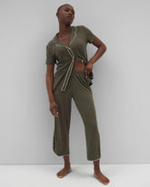 Solid Piped Crop Pajama Pant