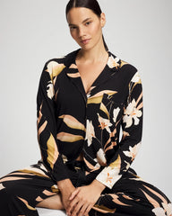 Long-Sleeve Notch Collar Pajama Top