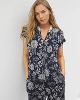 Mandarin Collar Short Sleeve Pajama Top