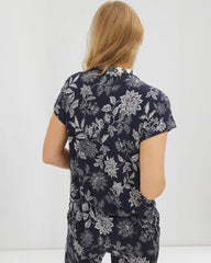Mandarin Collar Short Sleeve Pajama Top