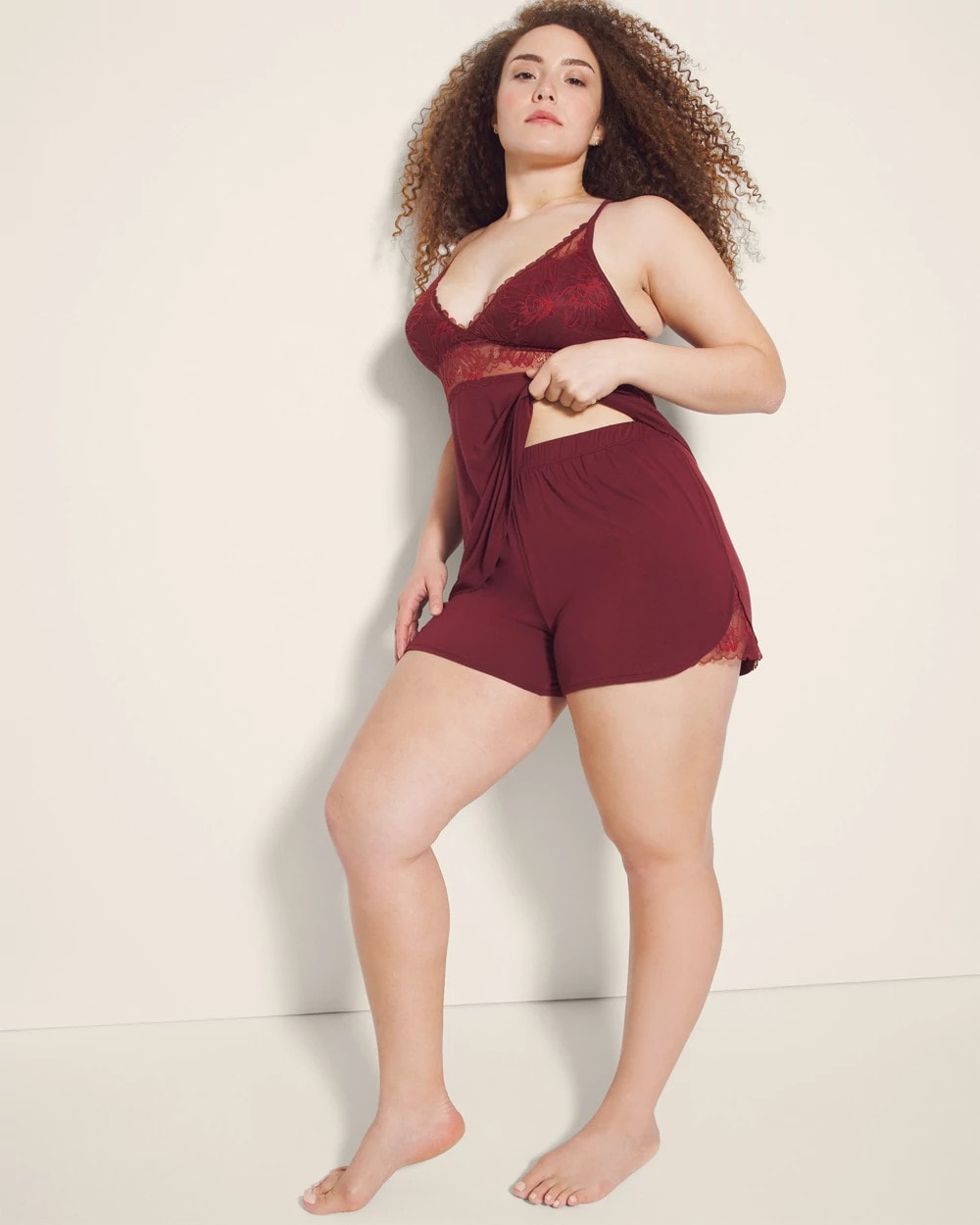 Lace Trim Pajama Shorts
