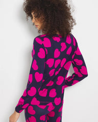 Long-Sleeve V-Neck Pajama Top