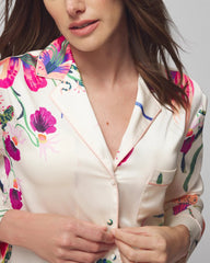 Long-Sleeve Notch Collar Pajama Top