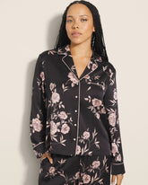 Long-Sleeve Notch Collar Pajama Top