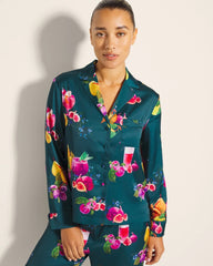 Long-Sleeve Notch Collar Pajama Top