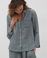 Cotton Gauze Long Sleeve Notch Collar Pajama Top