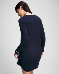 Piped Long-Sleeve Sleepshirt