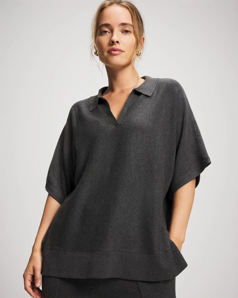 Premier Knit Sweater Collared Top
