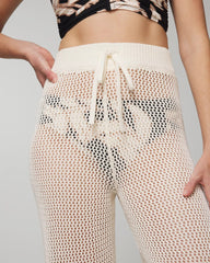 Cotton Crochet-Style Wide-Leg Pants