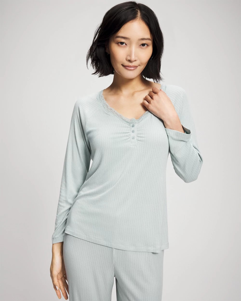 Pointelle Long Sleeve Pajama Top