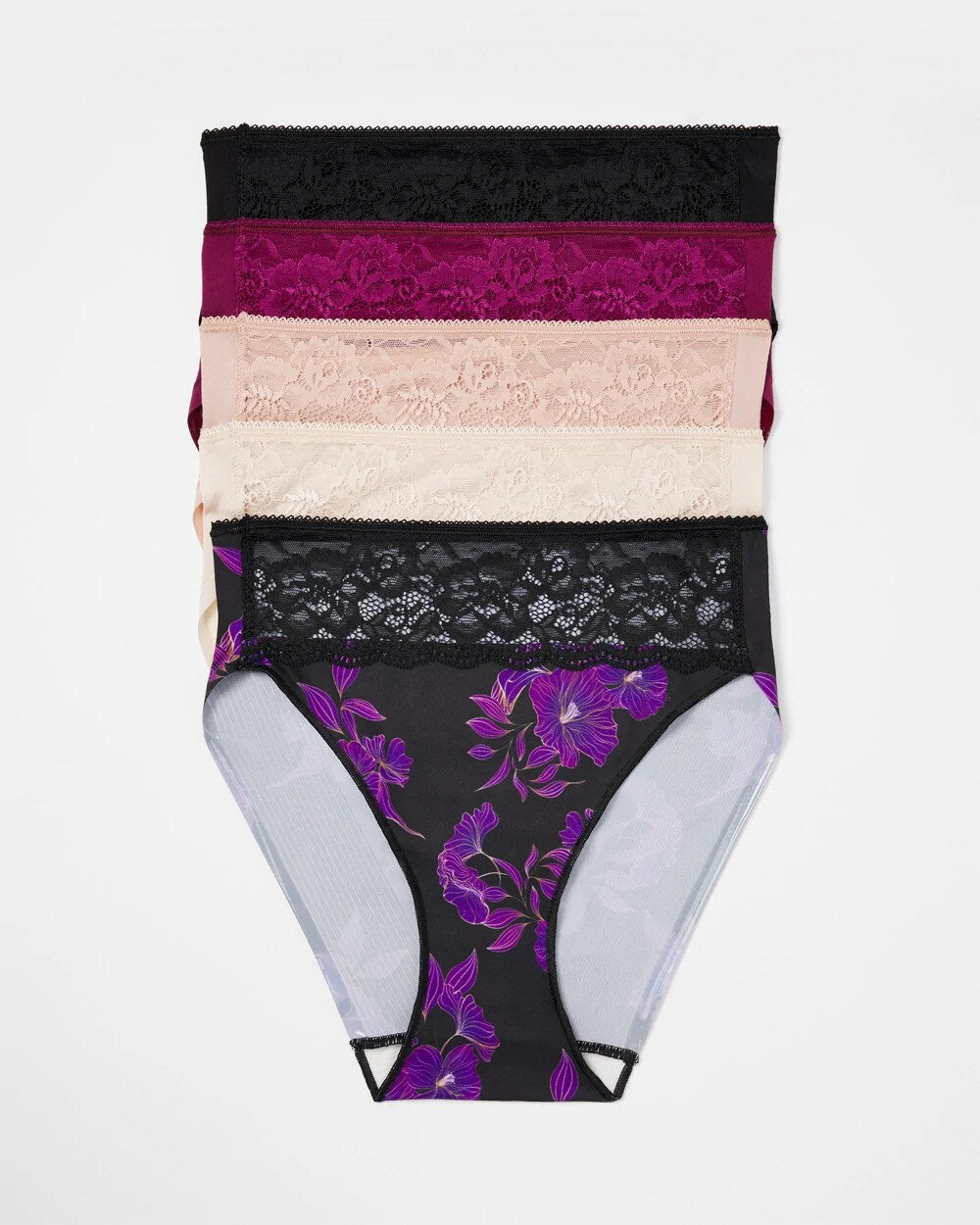 Edge High-Leg Brief Panty with Lace 5 Pack