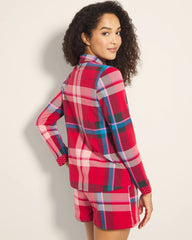 Long-Sleeve Notch Collar Pajama Top