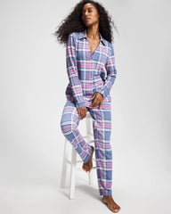 Long-Sleeve Notch Collar Pajama Top
