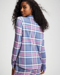 Long-Sleeve Notch Collar Pajama Top