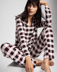 Long-Sleeve Notch Collar Pajama Top