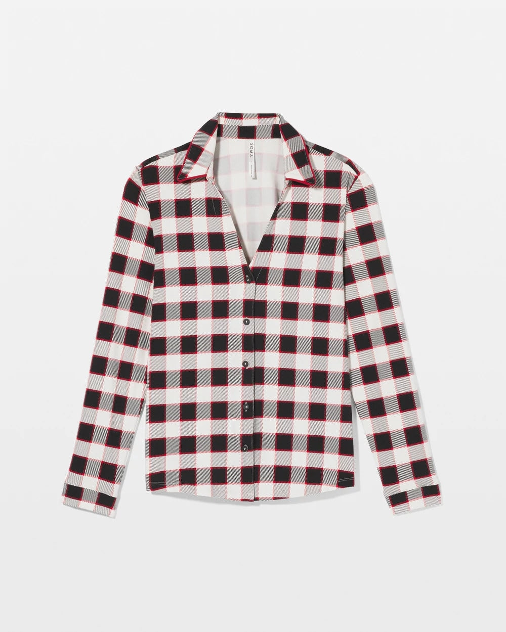 Long-Sleeve Notch Collar Pajama Top