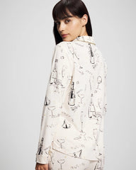 Long-Sleeve Notch Collar Pajama Top