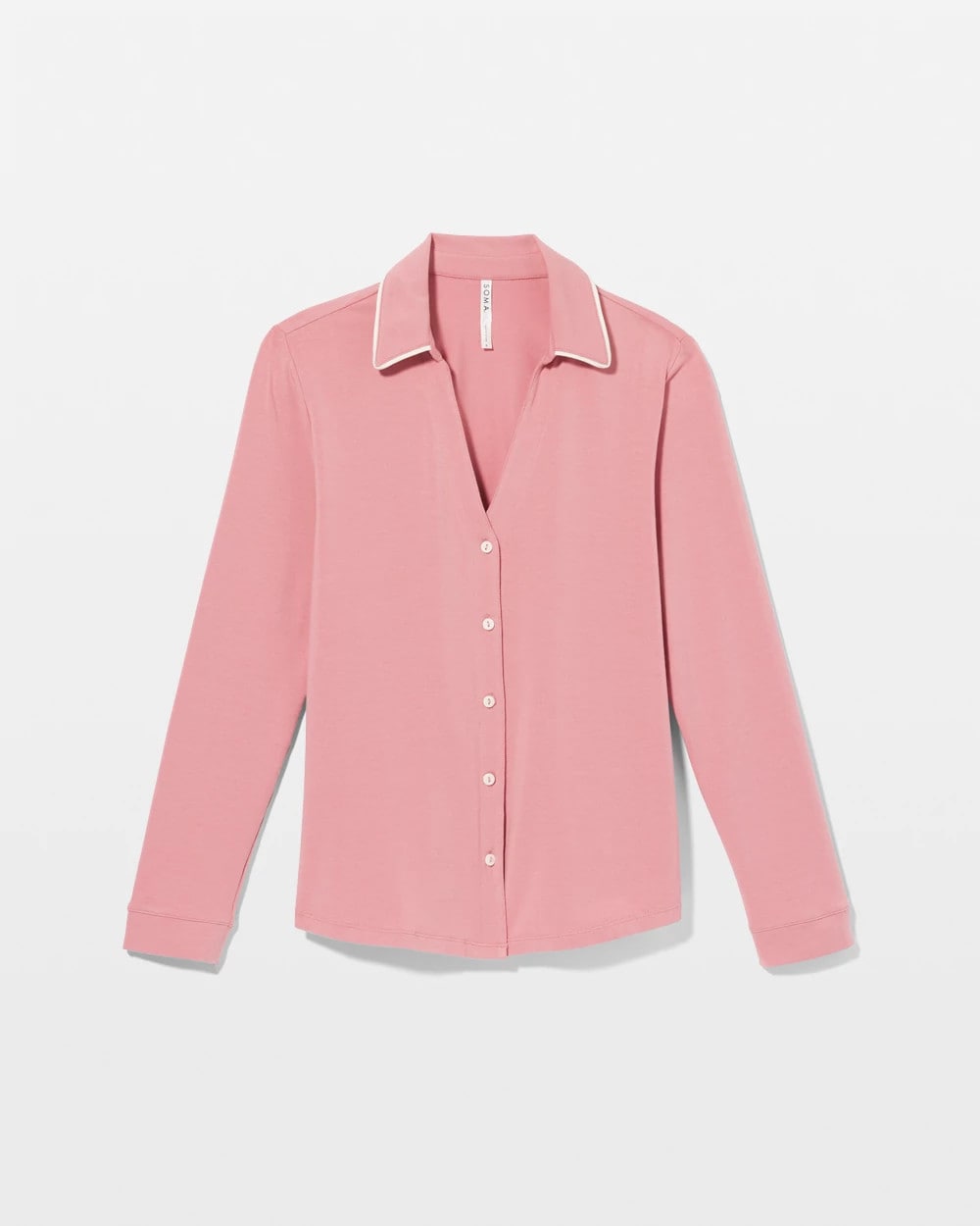 Long-Sleeve Notch Collar Pajama Top