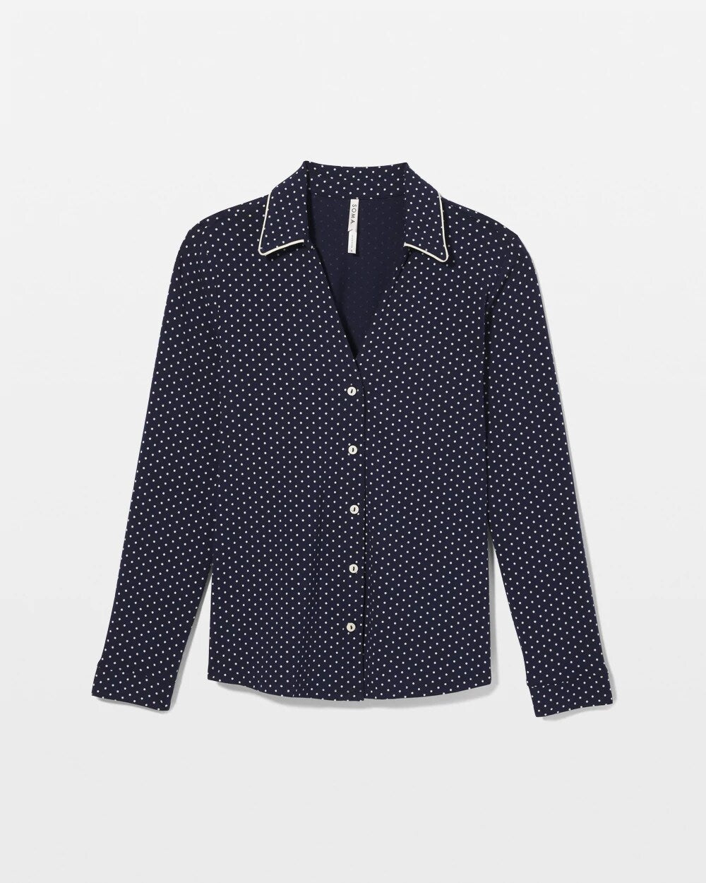 Long-Sleeve Notch Collar Pajama Top
