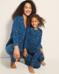 Long-Sleeve Notch Collar Pajama Top