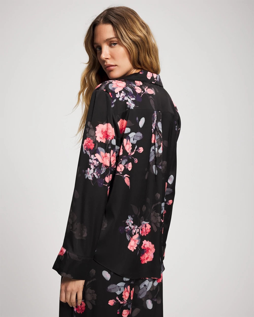 Long Sleeve Notch Collar Pajama Top