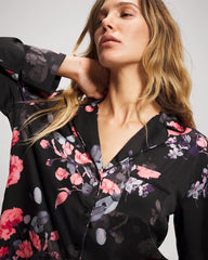 Long Sleeve Notch Collar Pajama Top