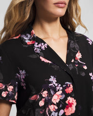 Short Sleeve Notch Collar Pajama Top