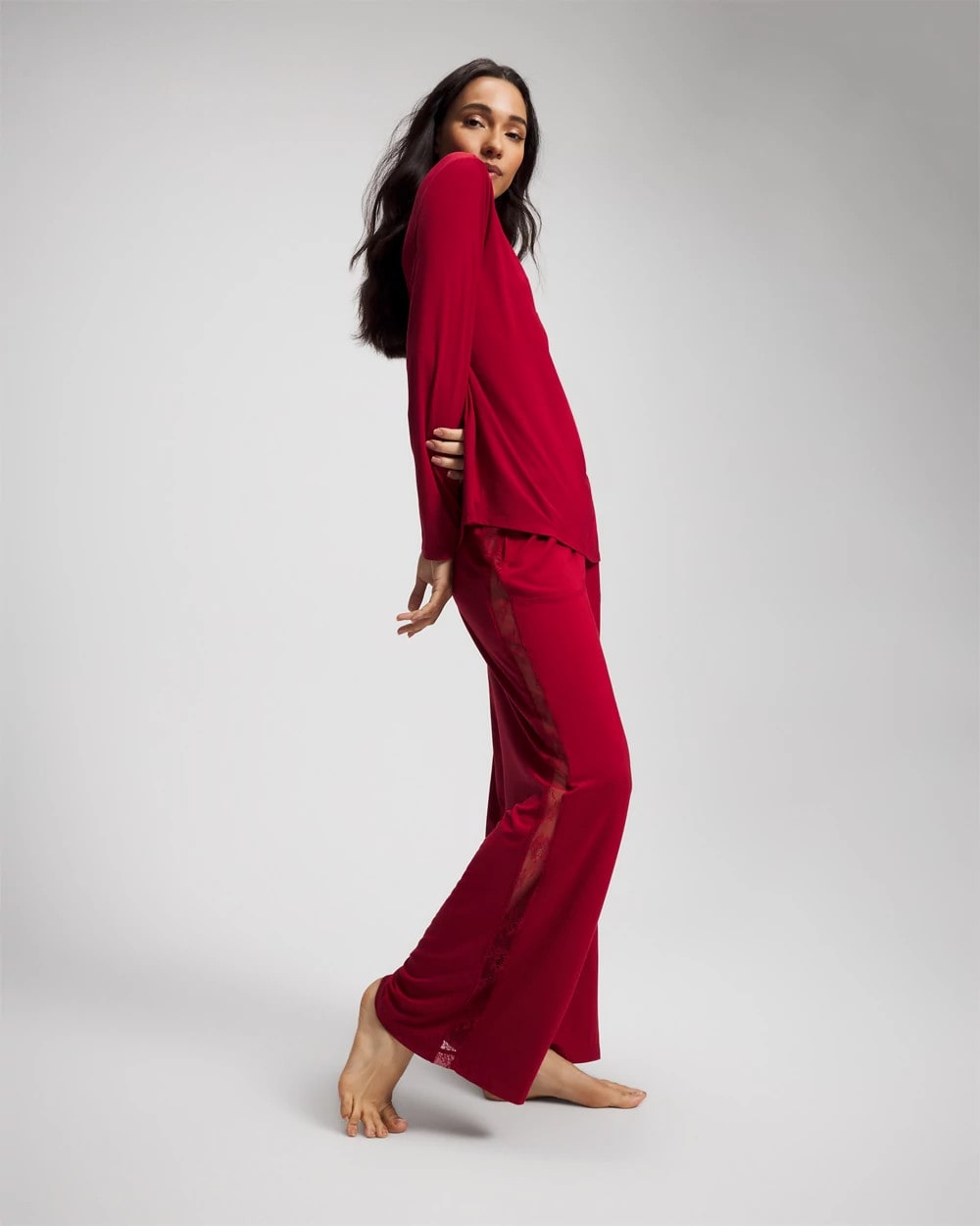 Lace Long Sleeve Pajama Top