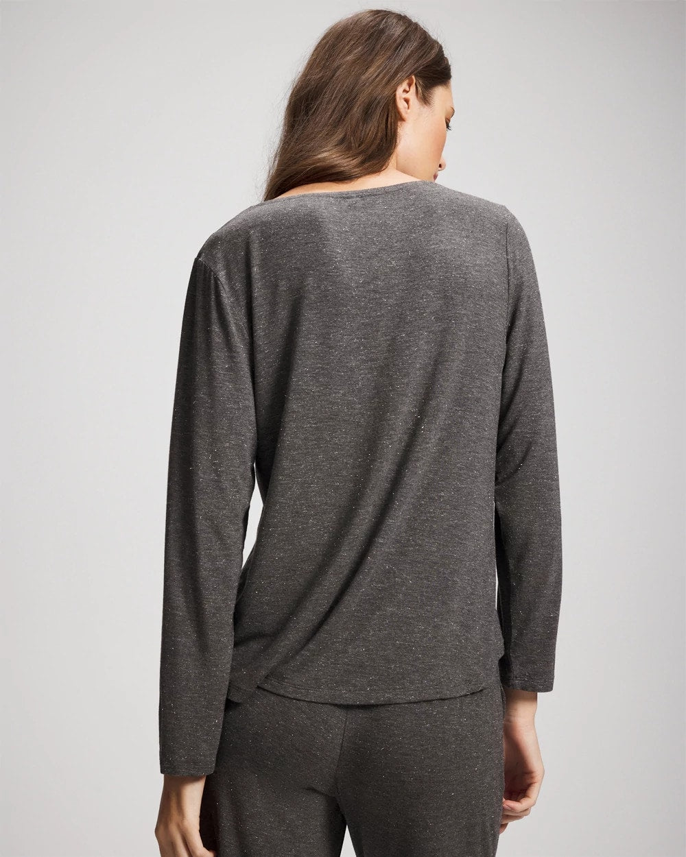 Lace Trim Long Sleeve Pajama Top