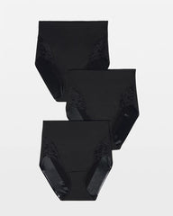 Tummy High-Waist Brief Panty with Lace 3 Pack