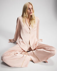 Long Sleeve Notch Collar Pajama Top