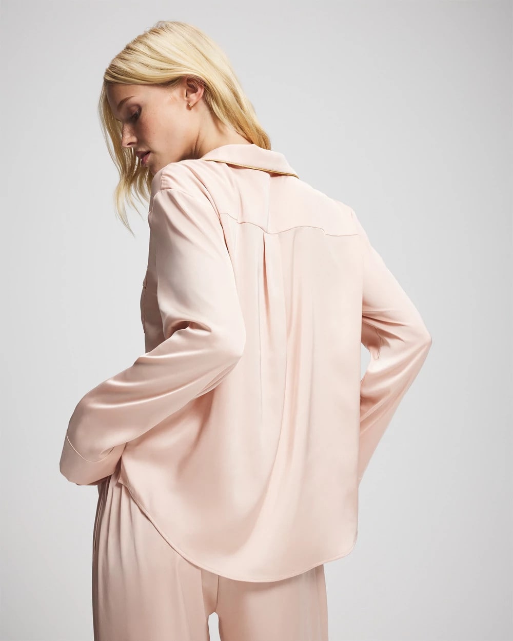 Long Sleeve Notch Collar Pajama Top