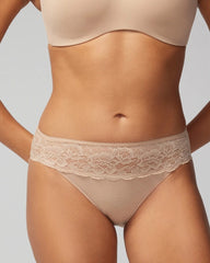 Cotton Blend Hipster Panty with Lace