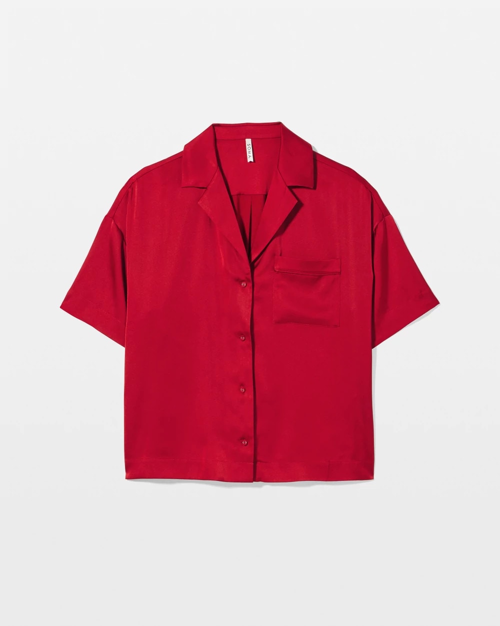 Short Sleeve Notch Collar Pajama Top