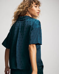 Jacquard Dot Relaxed Notch Collar Pajama Top