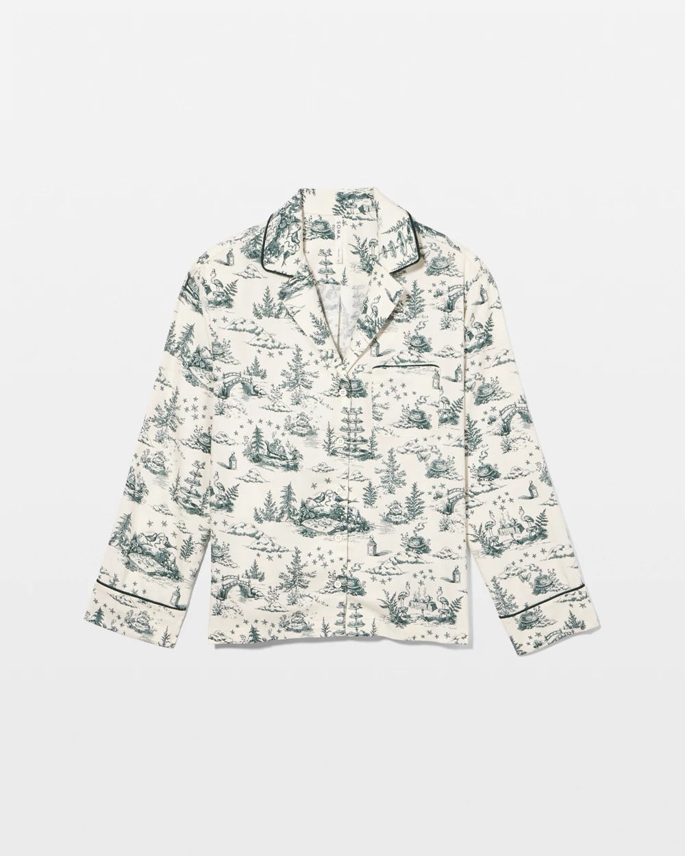 Long-Sleeve Notch Collar Pajama Top