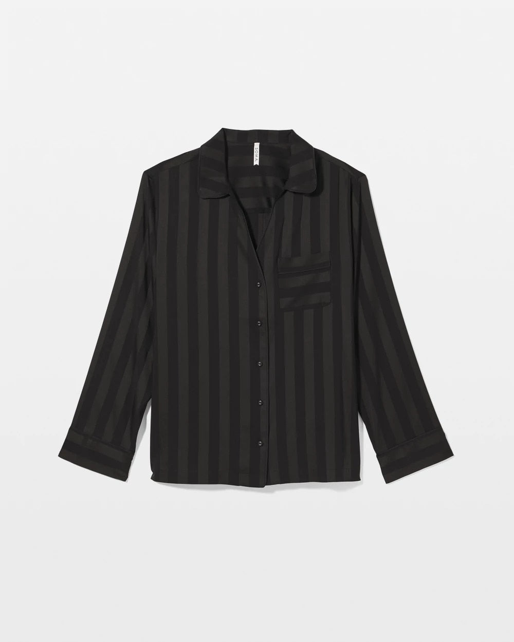 Shadow Stripe Long Sleeve Pajama Notch Collar Top