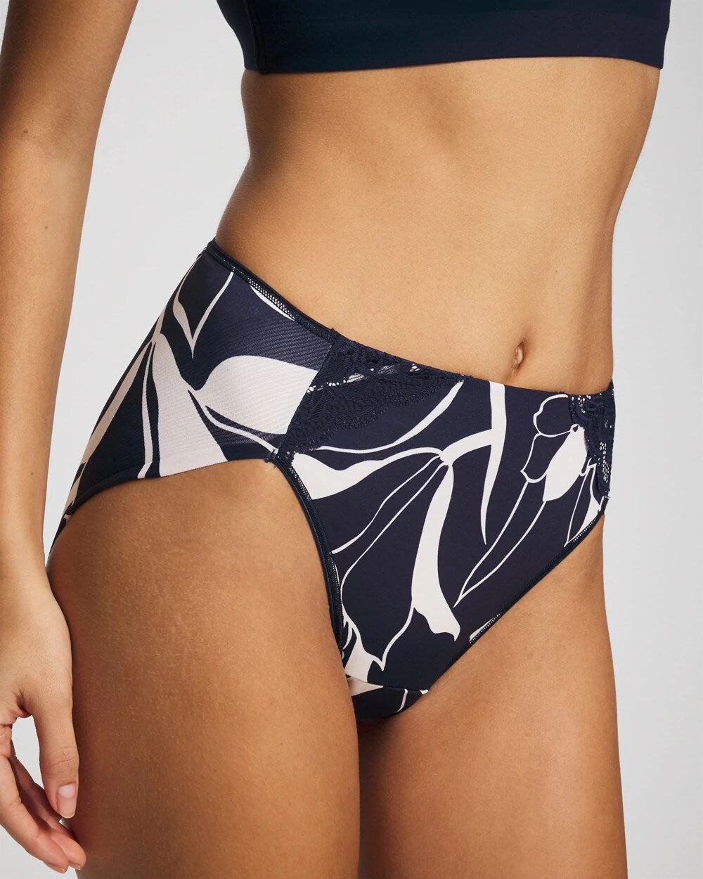 Tummy High-Leg Brief Panty with Lace