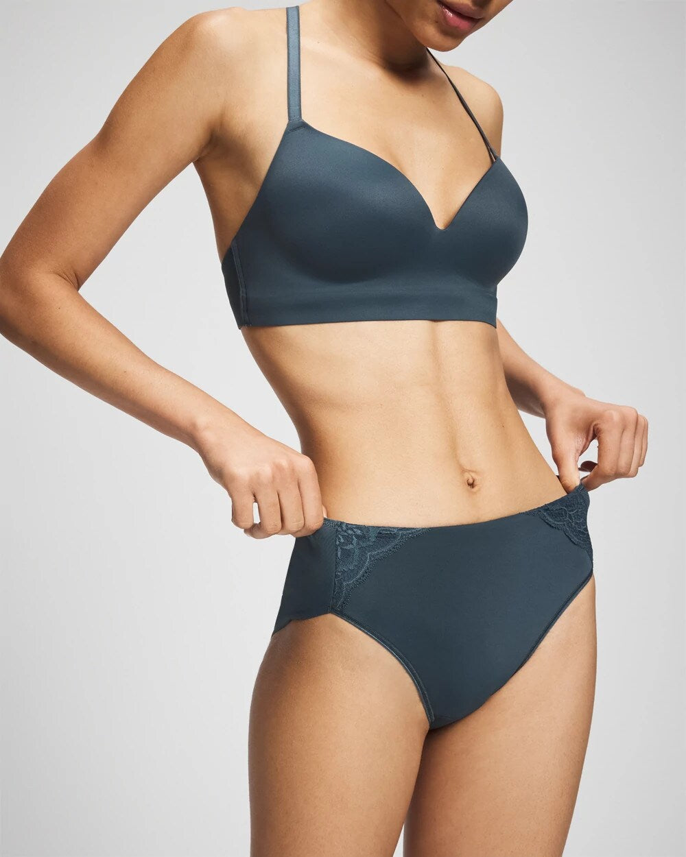 Tummy High-Leg Brief Panty with Lace