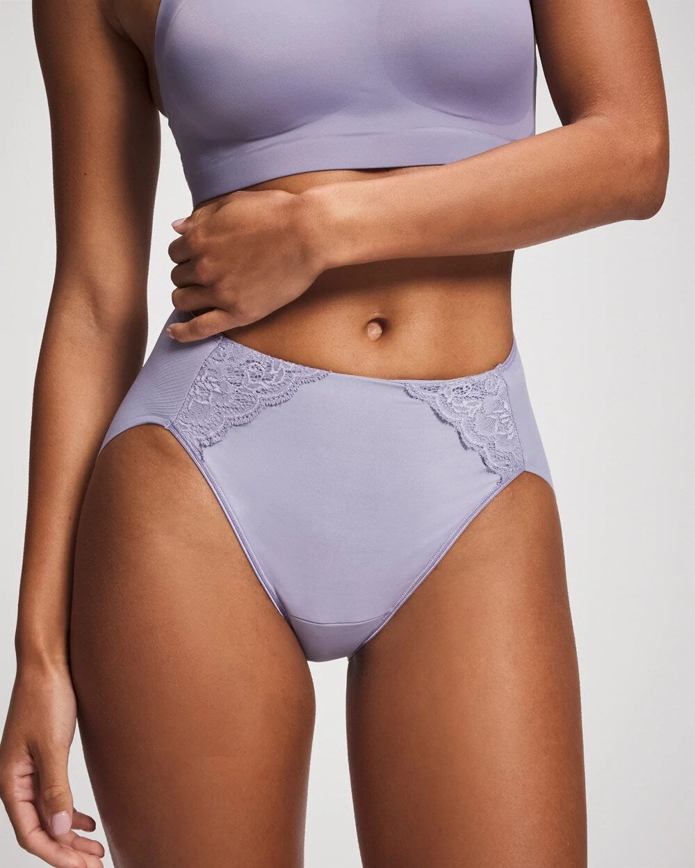Tummy High-Leg Brief Panty with Lace
