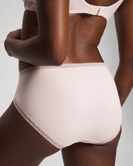 Cotton High-Leg Brief Panty with Lace Trim