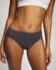Cotton High-Leg Brief Panty with Lace Trim