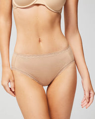 Cotton High-Leg Brief Panty with Lace Trim