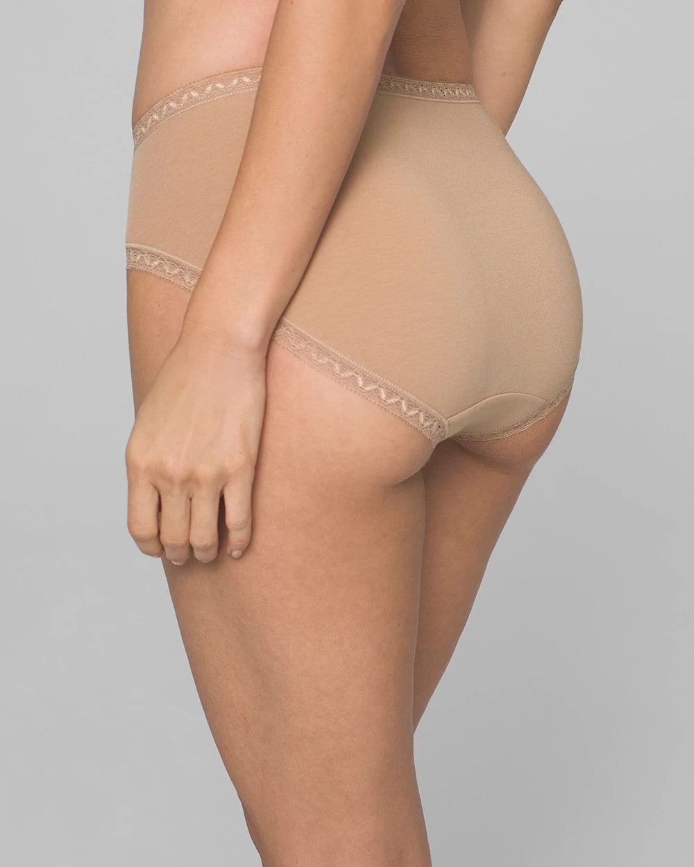 Cotton High-Leg Brief Panty with Lace Trim