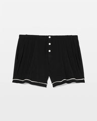 Solid Piped Pajama Shorts