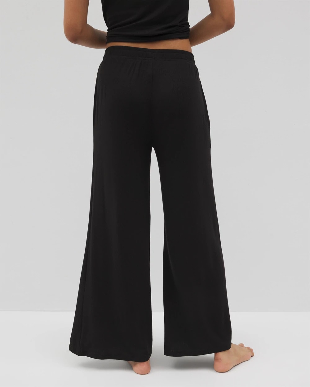Lightweight Rib Knit Wide Leg Pajama Pants