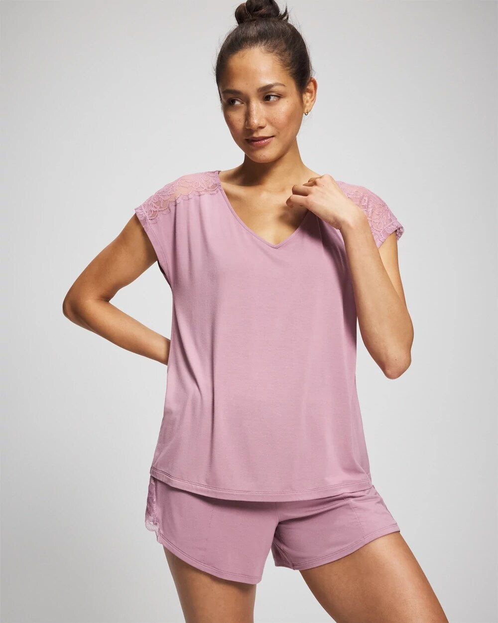 Short Sleeve Lace Pajama Tee